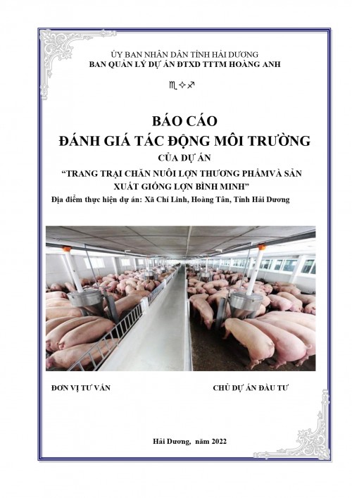 Hồ sơ báo cáo đánh giá tác động môi trường trại chăn nuôi lợn thương phẩm